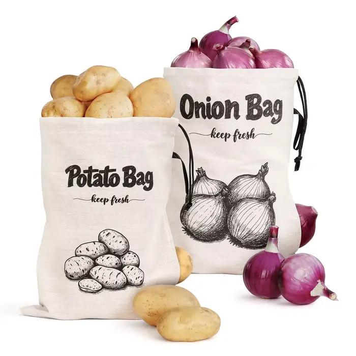 Sac de rangement réutilisable pour oignons et pommes de terre