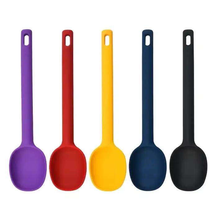 Grande cuillère à remuer en silicone, cuillère à salade, cuillère à assaisonnement de cuisine, cuillère à crème glacée, cuillère à gâteau, outil de cuisine, F2