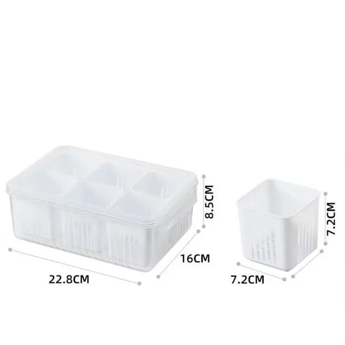 Boîte de conservation des aliments pour réfrigérateur, boîte de drainage avec compartiments modulaires pour oignons, ail, gingembre et autres denrées alimentaires, boîte de rangement transparente et étanche pour la cuisine