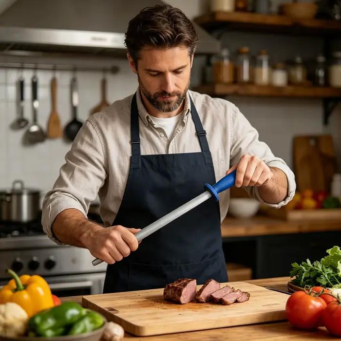 Aiguiseur de couteaux professionnel de 12 pouces, aiguiseur de couteaux de chef, barre d'affûtage en acier inoxydable, bâton d'affûtage pour couteaux de cuisine