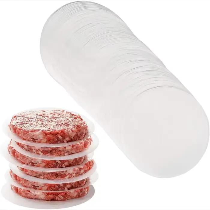 100 feuilles de papier sulfurisé rondes pour burgers, pains et galettes, pour la cuisson et la séparation des galettes de hamburger