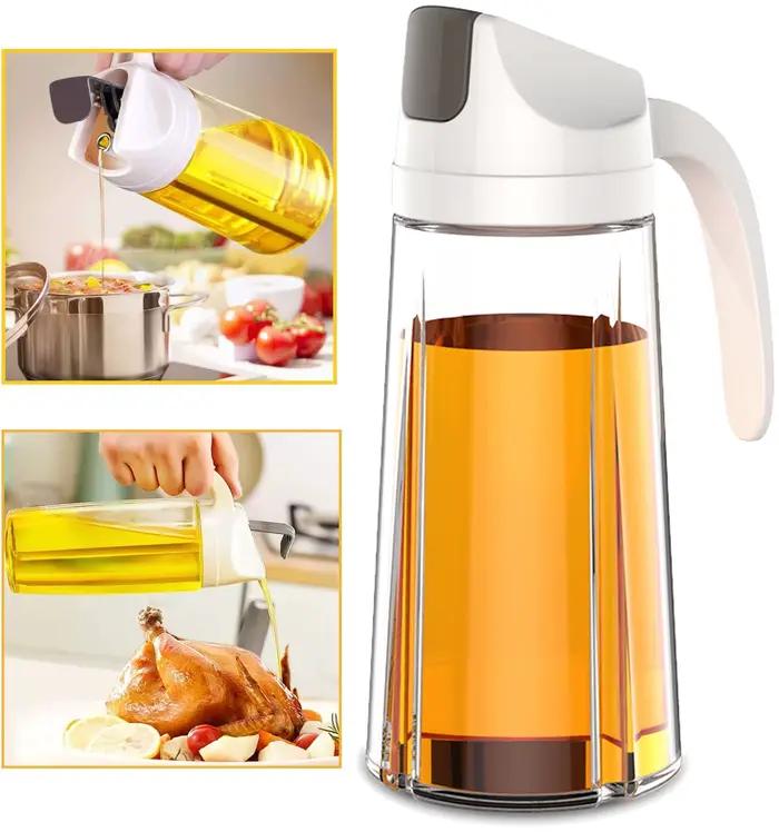 Bouteille d'huile en verre à ouverture automatique, pot de stockage d'assaisonnement créatif, outil de cuisine pratique, évaluation de l'assaisonnement liquide