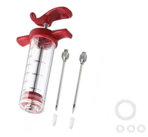 Seringue à viande pour barbecue avec aiguilles en acier inoxydable pour marinage de poulet, porc, bœuf et dinde - outil de cuisine pour traiteurs et occasions spéciales