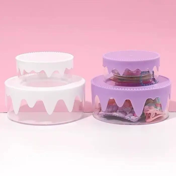 Boîte à gâteaux crème transparente mignonne en forme de gâteau