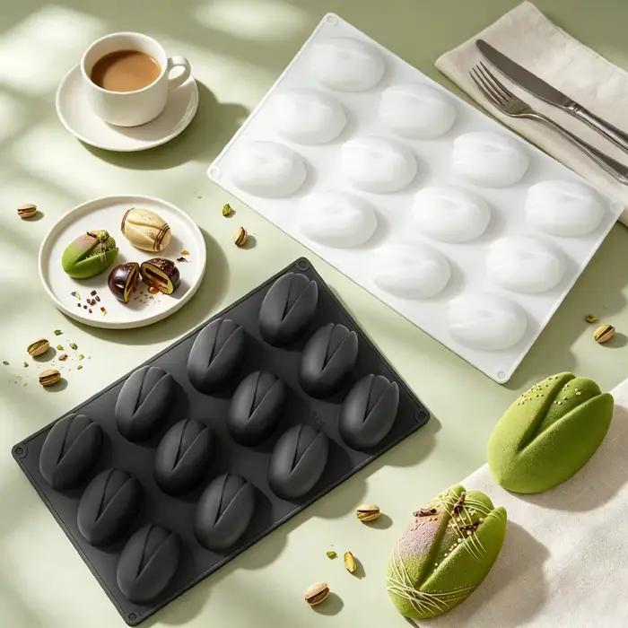 Moule en silicone 1/6/12 cavités en forme de pistache avec coquille pour gâteaux mousse, chocolat, savon – Qualité alimentaire – Outils de pâtisserie pour la cuisine