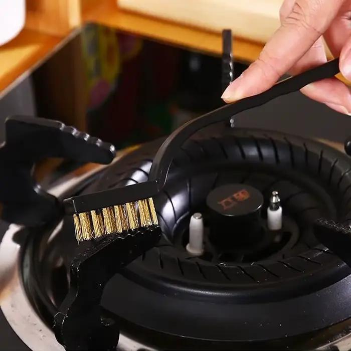 Brosse de nettoyage de cuisinière à gaz, épurateur de fil métallique, outils en cuivre et en fer, élimination de la saleté d'huile de rouille 3 pièces