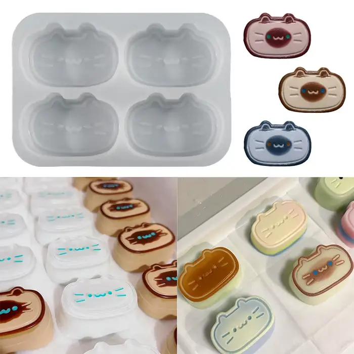 Moule en silicone à 4 cavités en forme de chat pour gâteau au fromage