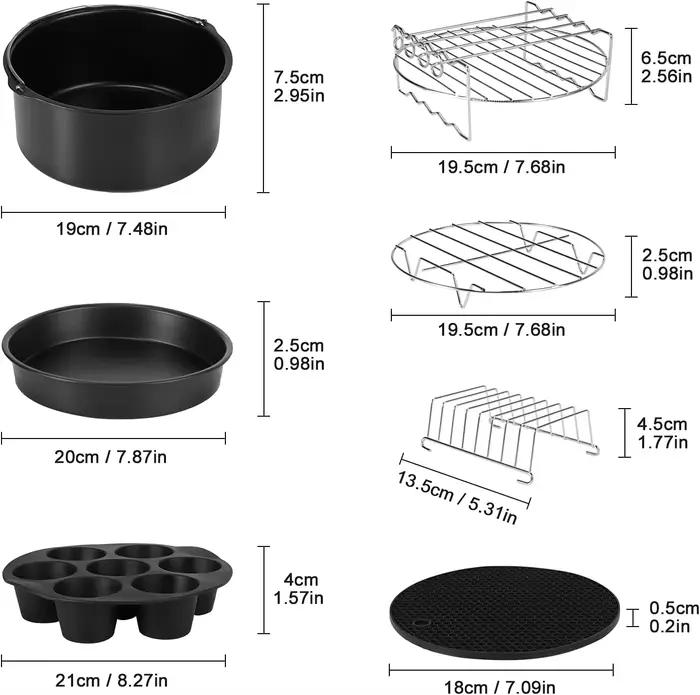 Ensemble d'Accessoires pour Friteuse à Air Antiadhésif Sûr et Durable, Outils Universels de Cuisine 13 Pièces Polyvalents pour Cuisiner Gâteaux, Barbecue Maison, Pizzas, Occasions Spéciales
