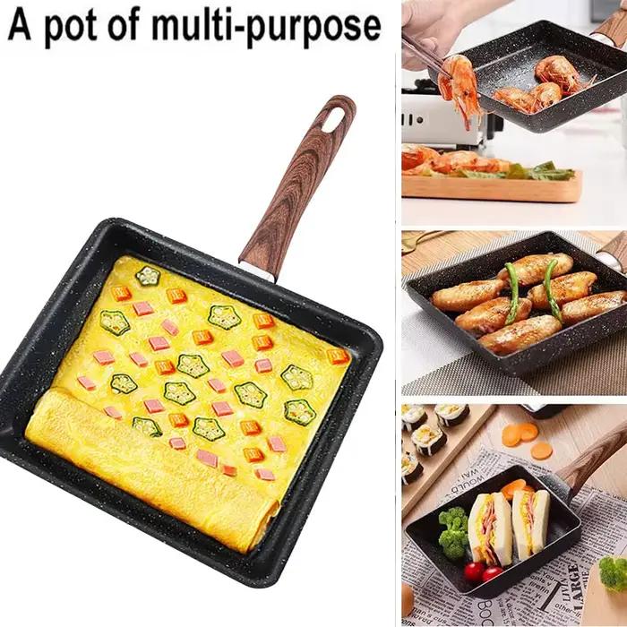 Poêle à omelette japonaise antiadhésive Tamagoyaki, poêle à œufs en fonte carrée, petite poêle de cuisine pour omelettes, steak, camping