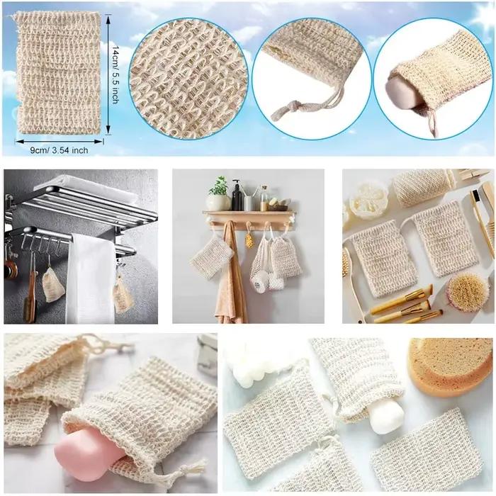1/5/10 sac à savon de douche économiseur de savon sacs à savon faits à la main sacs à savon en Sisal maille naturelle économiseur de savon support de pochette