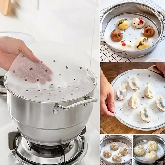 Feuilles de cuisson en papier parchemin, 100 pièces, antiadhésives prédécoupées, adaptées à la friteuse à Air