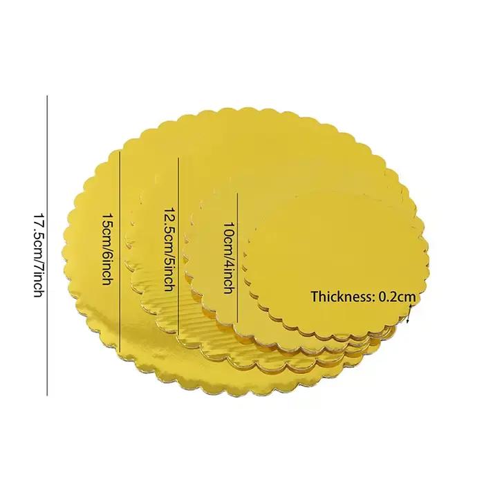 Planches à gâteaux dorées de 4 à 10 pouces en carton de qualité alimentaire pour présentation de desserts et célébrations multiples occasions