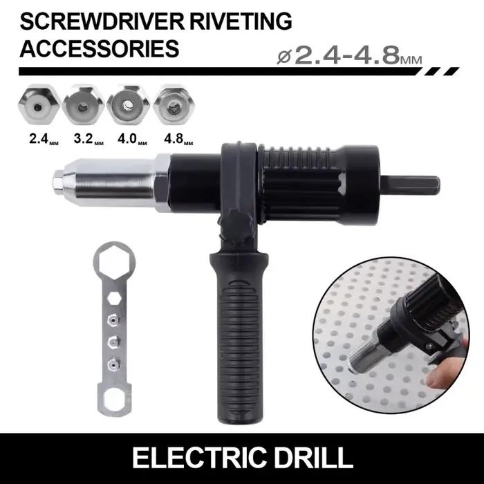 Kit d'adaptateur de pistolet à rivets avec poignée, fixation de perceuse à riveter, outil manuel de rivetage, écrou d'insertion pour perceuse électrique sans fil