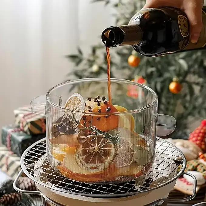 Pot à soupe épais à Double oreille avec couvercle