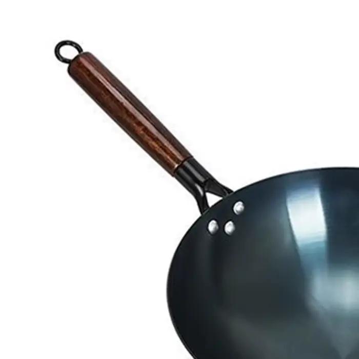 Wok Antiadhésif à Poignée Unique, Traditionnel Chinois, Rond, Astronomique, Non Revêtu, pour la Maison et le Restaurant
