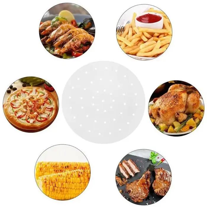 Feuilles de cuisson en papier parchemin, 100 pièces, antiadhésives prédécoupées, adaptées à la friteuse à Air