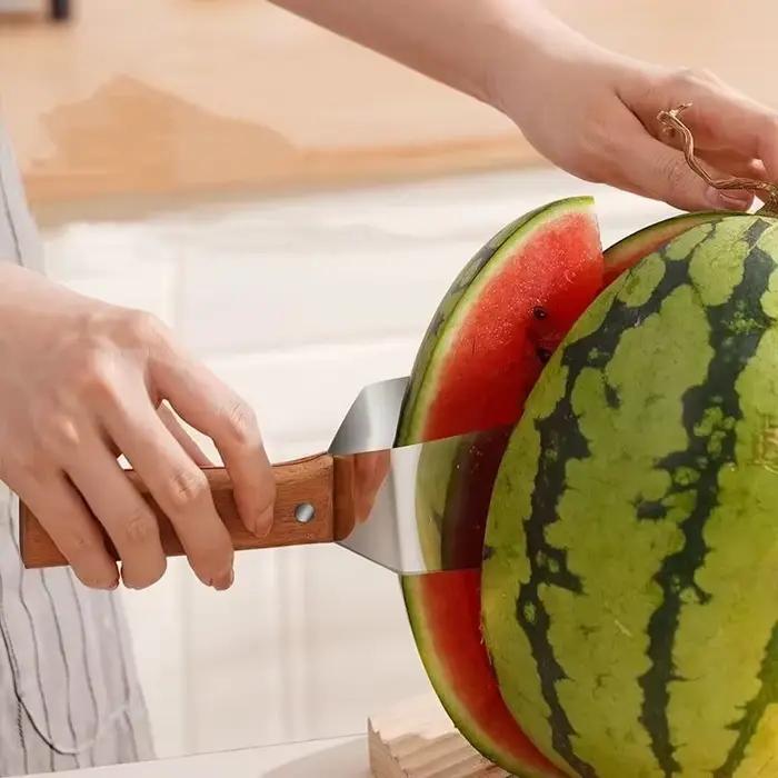 Coupe-pastèque 2 en 1, coupe-fruits à économie d'effort avec ouvre-bouteille
