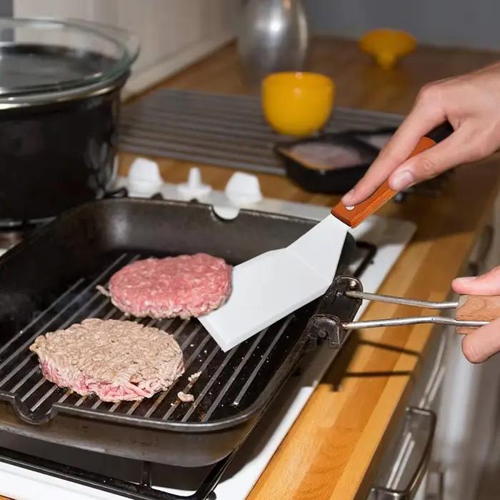 Spatule de cuisson à Steak à tête carrée en acier inoxydable