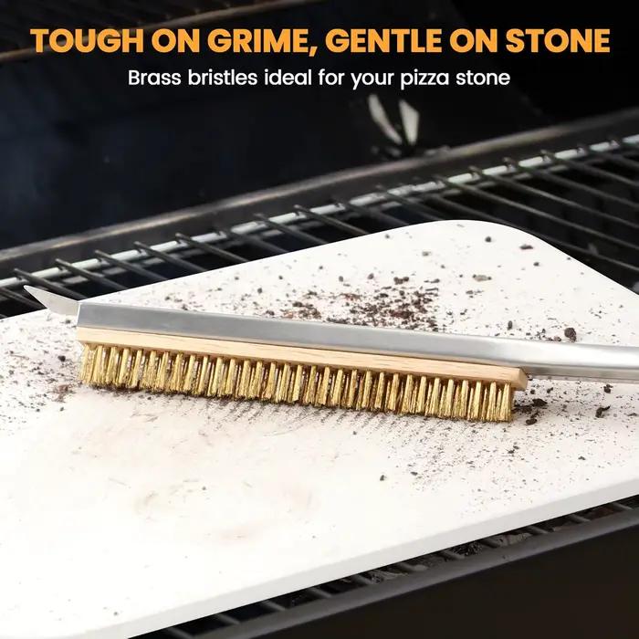 Brosse pour four à pizza avec raclette - Brosse pour pierre à pizza