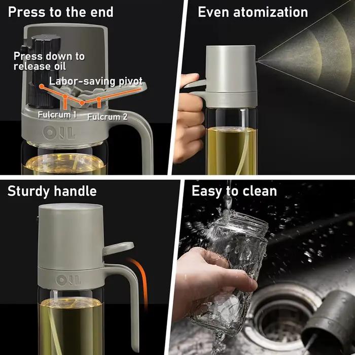 Pulvérisateur d'huile en verre 250ml pour cuisson saine, flacon pulvérisateur huile de cuisine pour friteuse à air chaud, outil de cuisine élégant pour occasions spéciales