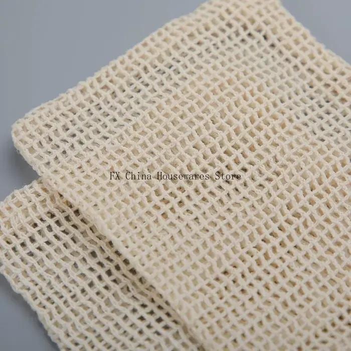 Sac à savon en coton naturel fait main, écologique, en maille, pour le nettoyage du corps et les soins de la peau