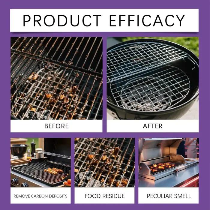 Nettoyant pour grille de barbecue, nettoyant pour grilles et poêles, pour éliminer les taches brûlées et gras, agent dégraissant puissant pour les taches d'huile tenaces