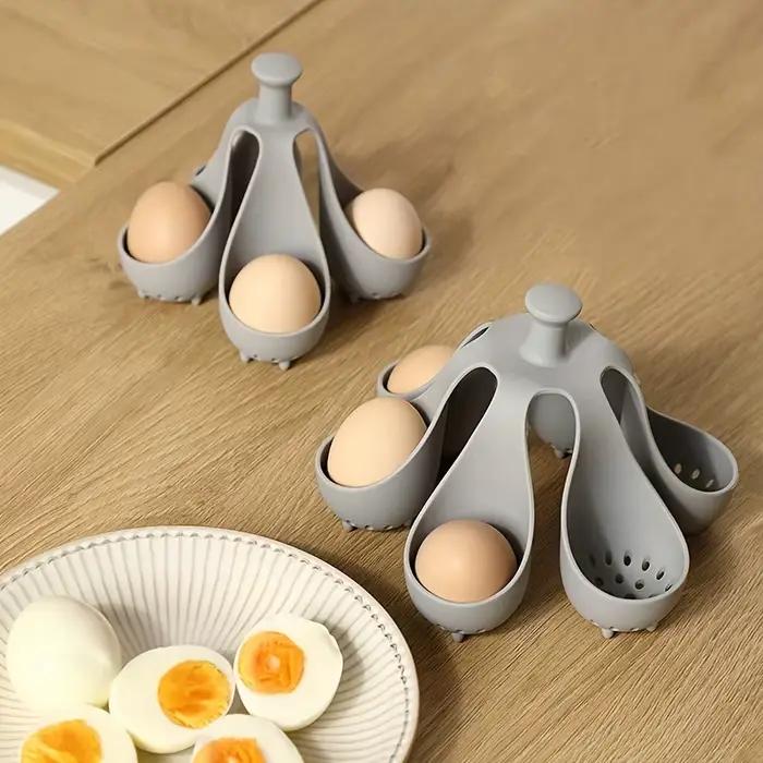 Porte-œufs 4/6, cuiseur à œufs en silicone résistant aux hautes températures pour la cuisine domestique – Idéal pour la cuisson des œufs à la vapeur pour le petit déjeuner familial