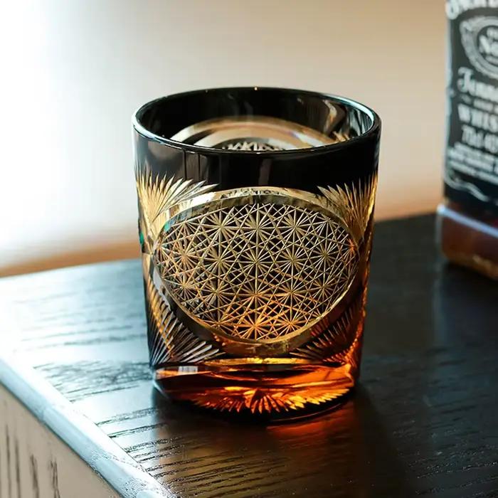 Verre à boire multicolore Edo Kiriko de Style japonais, verres à whisky en cristal ambre/clair de 8 onces, verres Scotch
