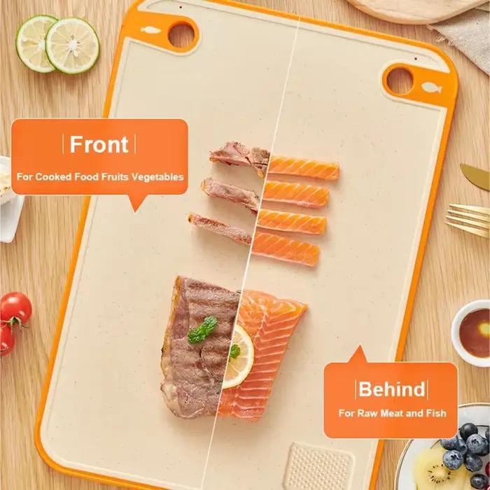 Planche à découper double face antibactérienne anti-moisissure pour cuisine et préparation de fruits blanc bleu jaune rouge noir vert