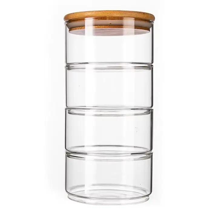 Bol en verre à salade japonais avec couvercle, pot de stockage de fruits, Tupperware empilable, organisateur de stockage des aliments, conteneurs de réfrigérateur de cuisine