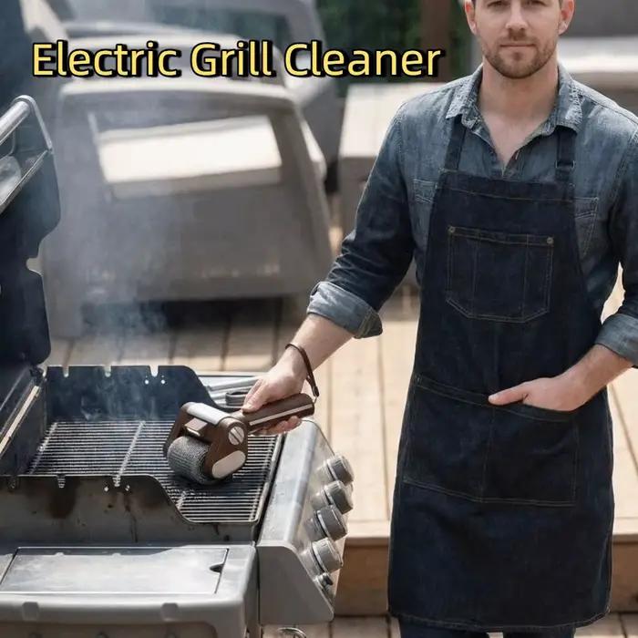 Nettoyeur de barbecue électrique rechargeable en acier inoxydable avec lumière LED