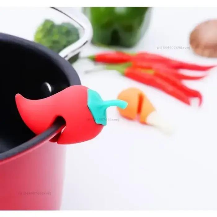 Couvercle de Pot Anti-Déversement en Silicone T1, Mignon, Résistant à la Chaleur, Bouchons Anti-Déversement, Support de Levage, Gadget Créatif, Outil de Cuisine