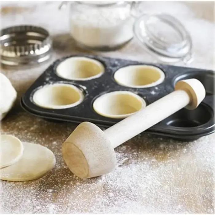 Poussoir à Tarte aux emoufs en Bois Double Face, Gadgets de Cuisine, Moule à Gâteau