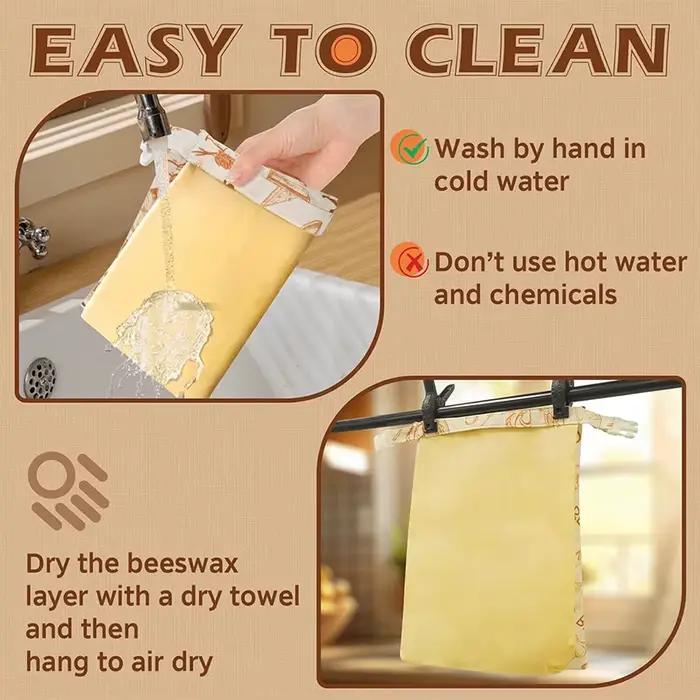 Sac à pain au levain en cire d'abeille réutilisable pour conserver le pain frais et moelleux occassions familiales et cadeaux pour les amateurs de pain