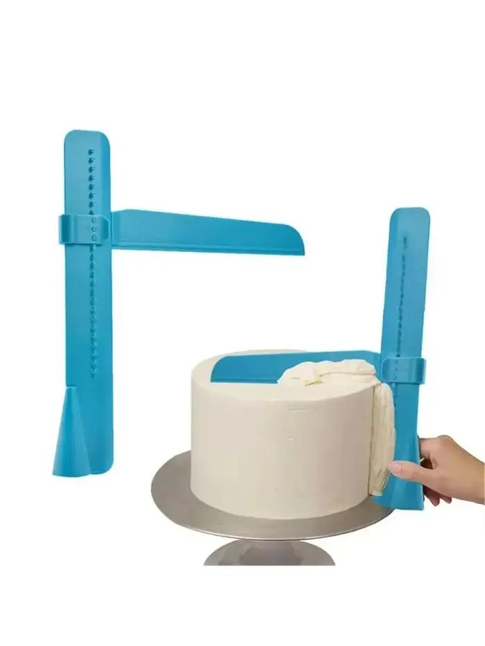 Grattoir à gâteau bleu pour fondants lisses et surfaces uniformes outil de chef de cuisine pour amateurs et professionnels occasions spéciales pâtisserie gâteau fondant texture impeccable chef d'oeuvre