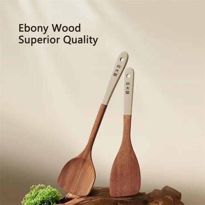COOKER KING Spatule en bois d'ébène poêle antiadhésive