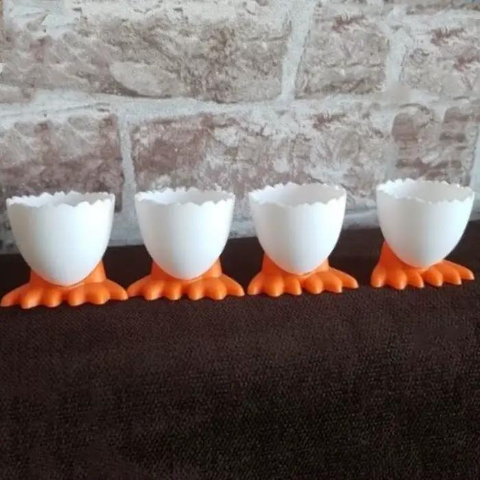 Porte-œufs en plastique avec pieds, 1/2/4 pièces, mignon, créatif, séparateur René à la coque, conteneur, accessoires de cuisine