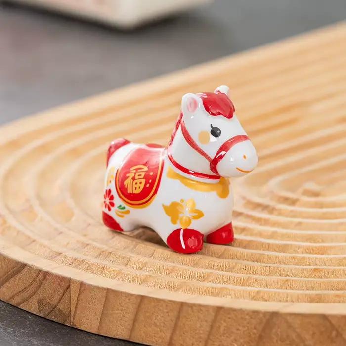 Support de rangement en céramique chinoise en forme de cheval pour baguettes