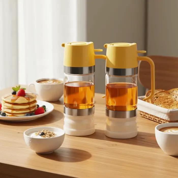 Distributeur de miel en verre durable de 300 ml avec poignée