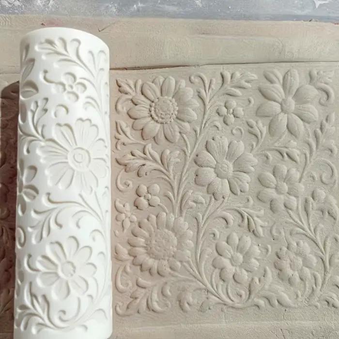 Rouleau d'argile de vigne marguerite victorienne texturé pour outil décoratif de motif Floral artisanal en céramique polymère