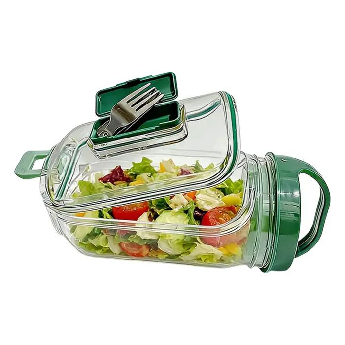 Boîte à salade étanche avec compartiment latéral et pot à vinaigrette pour la cuisine