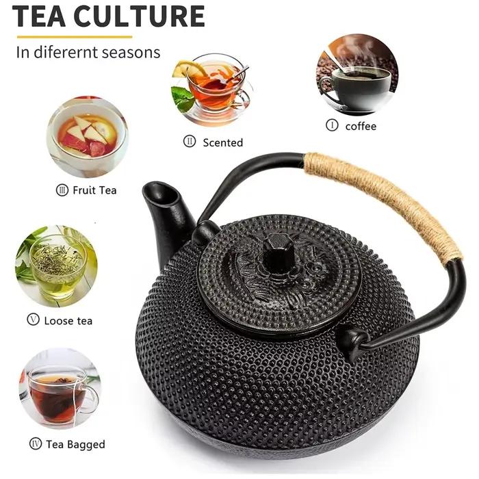 Théière en fonte émaillée, intérieur pour brassage, poêle bouillant, bouilloire supérieure, cuisine domestique, Restaurant, cuisinière à Induction, Camping