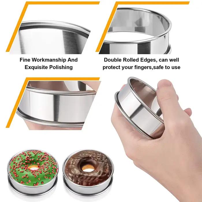 2 pièces en acier inoxydable Double roulé cuisson cercle tarte anneau