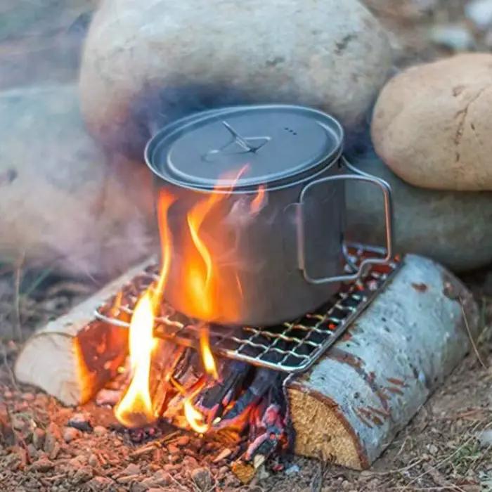 Revêtement de gril de poêle, accessoires de gril, tapis de support de bois de chauffage, support de feu de cuisson, coussinets en maille, filet de Barbecue, grille de gril de Camping