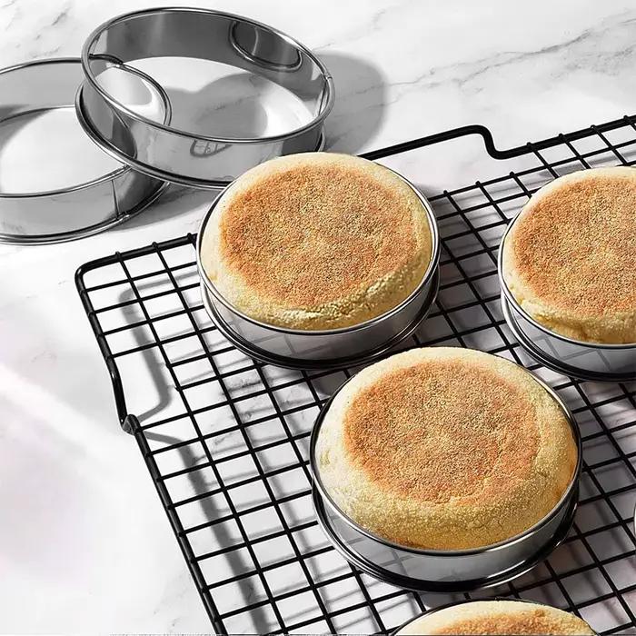 2 pièces en acier inoxydable Double roulé cuisson cercle tarte anneau