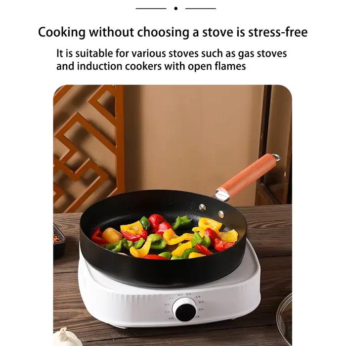 Poêle à frire antiadhésive à fond plat en fonte de 24/26/28 cm pour œufs et steaks