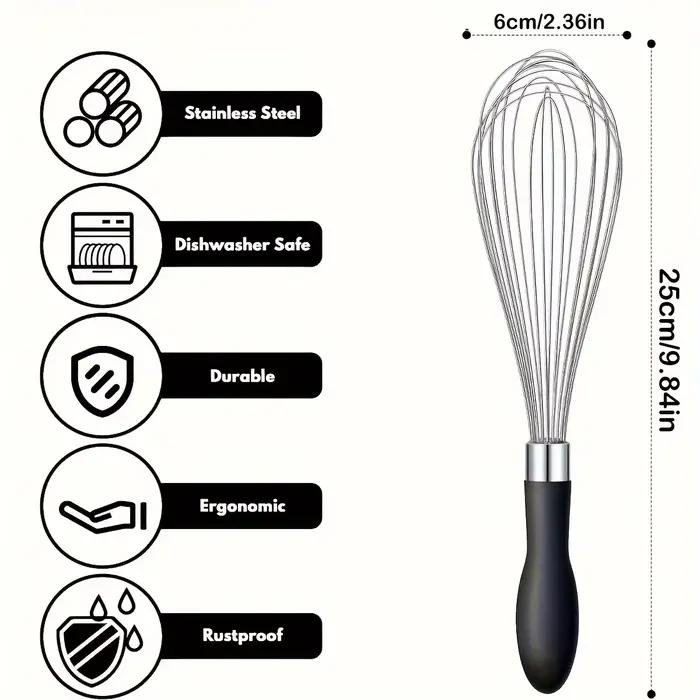 Fouet en acier inoxydable durable avec poignée en silicone confortable, batteur pour producteurs spécifiques à la cuisson, parfait pour mélanger et battre