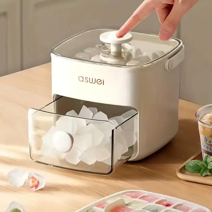 Machine à glaçons 48 cubes avec couvercle facile à presser, Double couche, friandises glacées et boissons essentielles, accessoires de cuisine, gadgets