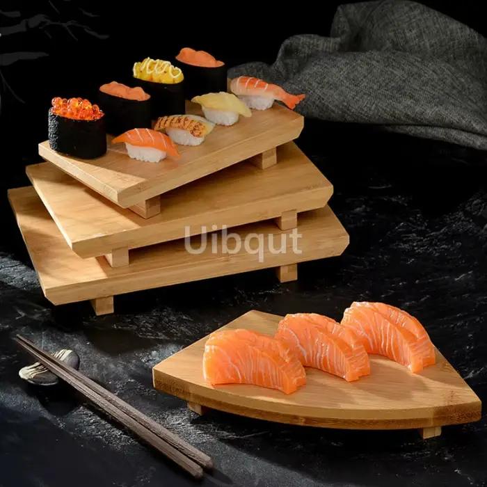 Planche à Sushi en bambou, assiette de bateau, plate-forme rectangulaire, bassin Sashimi, vaisselle de Cuisine japonaise et coréenne, plateau d'assiette de service