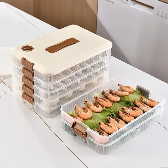 Boîte de rangement pour raviolis JUSTINLAU, conteneur alimentaire multicouche empilable à clipser, boîte de conservation fraîcheur, boîtes scellées pour la cuisine domestique